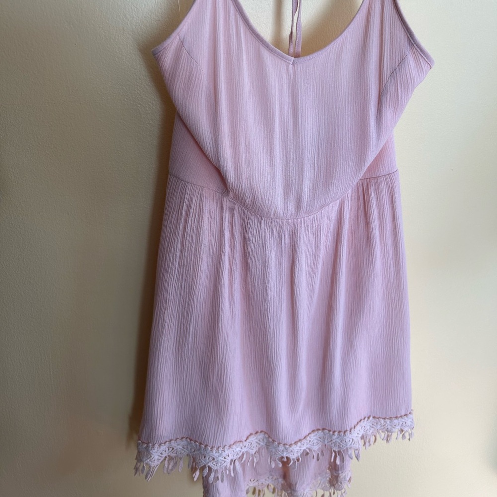 EUC Jella Couture Blush Pink Lined Crinkle Material Dress, w/Straps and Backless - Picture 4 of 16